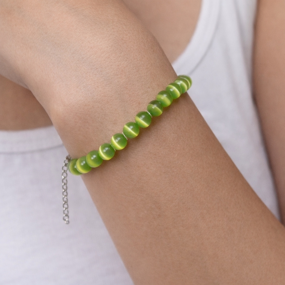 (6) Luxury Artisan Green Tiger Eye Bracelets